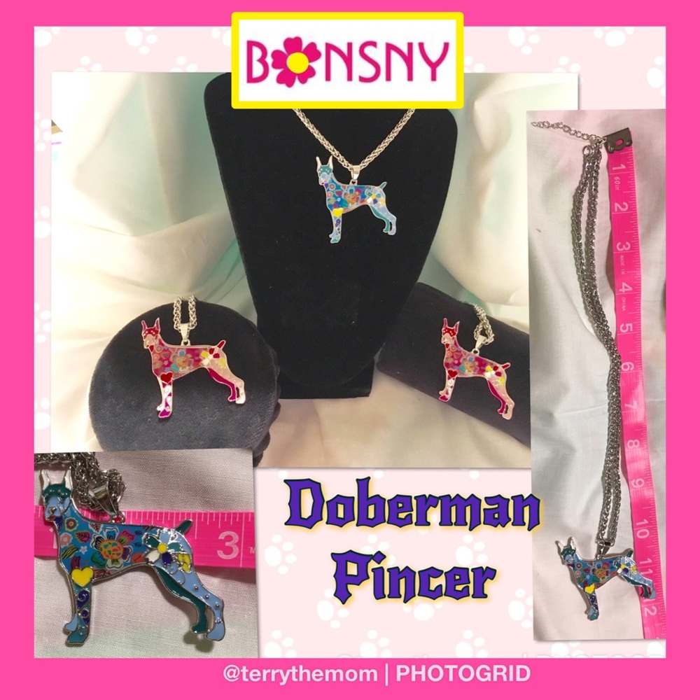 BONSNY large size Doberman pendant in 2 color ways